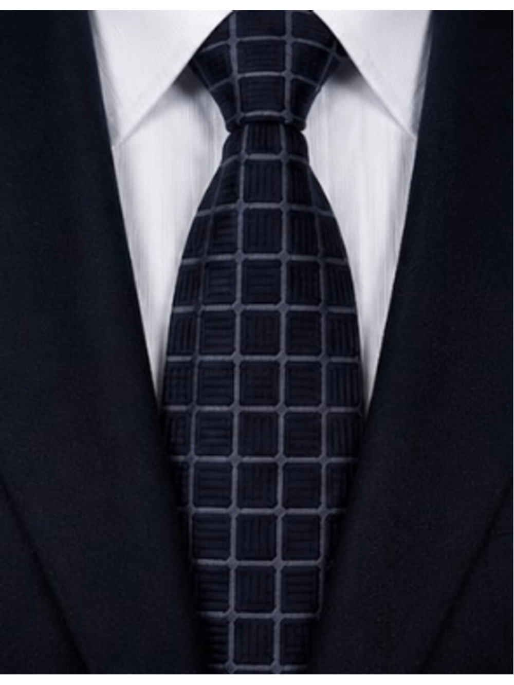 Men's Kiton Tie Navy & Blue Grid Pattern Silk Necktie New!